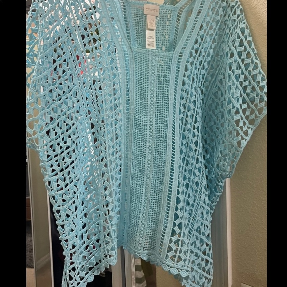 Cute aqua blue top, wear a little tank underneath